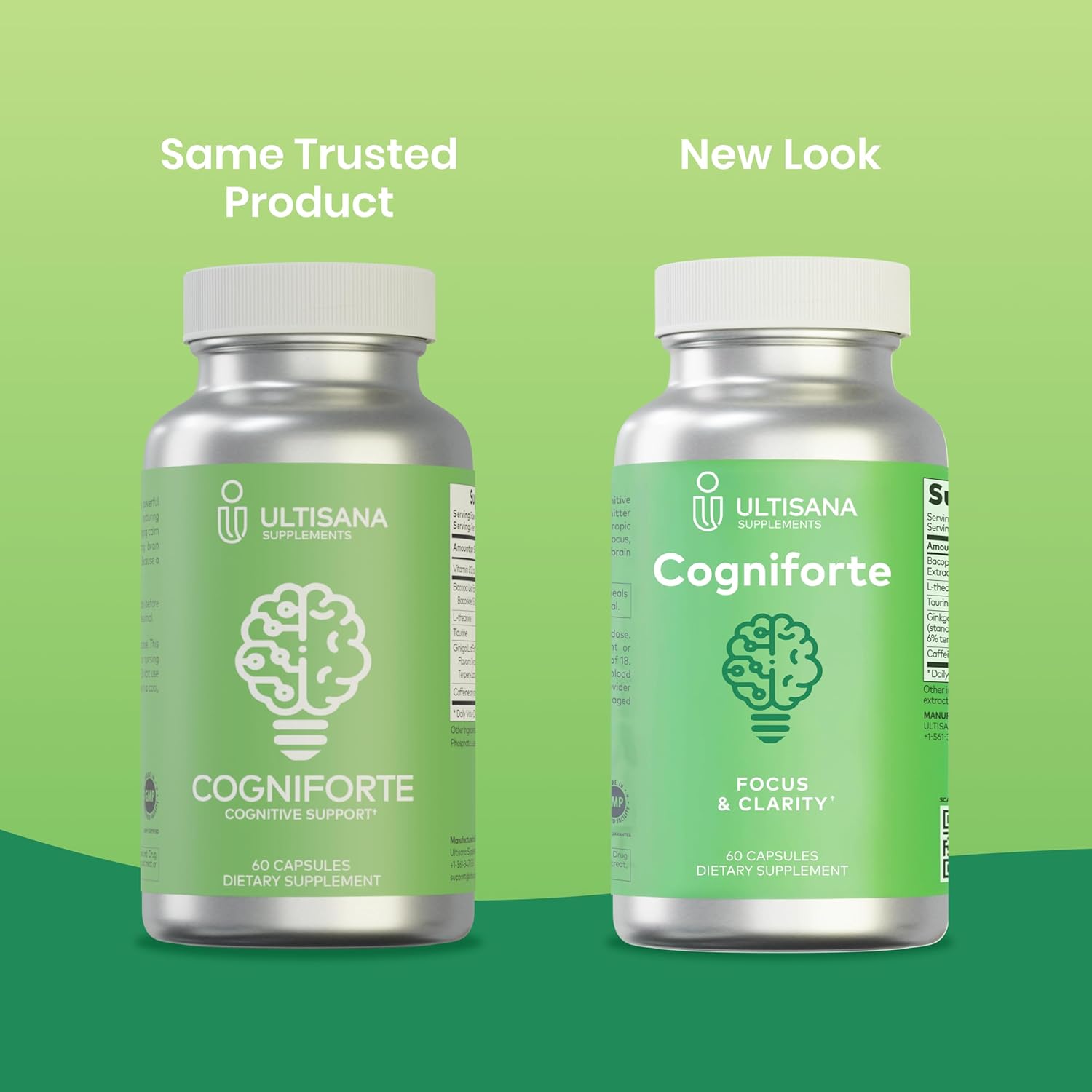 Cogniforte L-Theanine & Ginkgo Biloba Brain Supplement for Memory and Focus | Enhanced Cognitive Support, Mental Clarity & Energy Booster | with Taurine & Caffeine | 60 Count