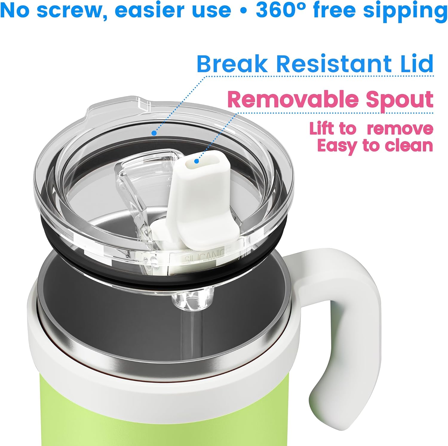 24oz Insulated Tumbler with Straw & Handle, Leak Proof Vacuum Insulated Water Bottle for School, Sports and Outdoor - Key Lime - Image 2