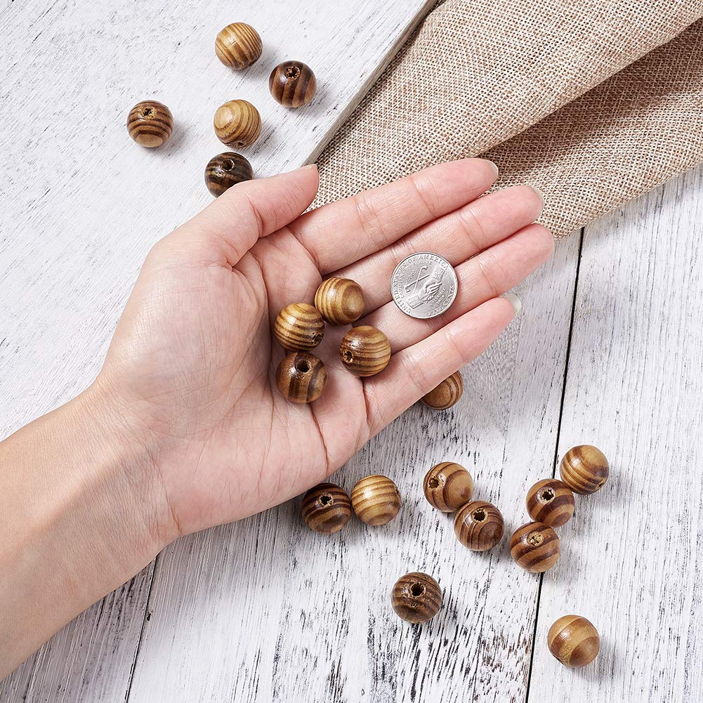 200Pcs Kit De Perles D‘Espacement En Bois, Perles En Bois Naturel 15Mm