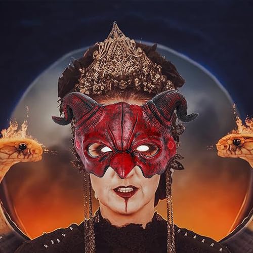 Miniatura 2 de Máscara de cuerno de oveja, fantasma y diablo, máscara de espuma de poliuretano, máscara de media cara para Pascua, Halloween, cosplay, fiesta