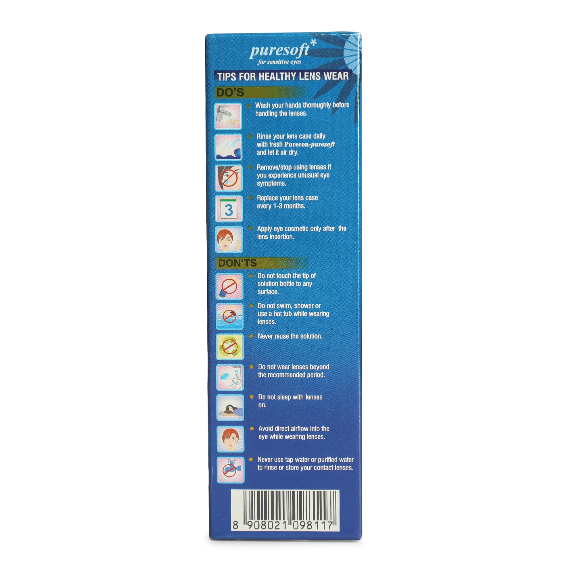 Puresoft Multi Purpose contact lense solution for soft and hard lenses, Ideal For Soft Contact Lenses (120 ml) — Amazon image 3