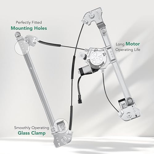 Miniatura 4 de YHTAUTO Elevalunas eléctrico delantero Lado del conductor con conjunto de motor de 2 pines para Ford F-150 2004-2008, cabina estándartripulación
