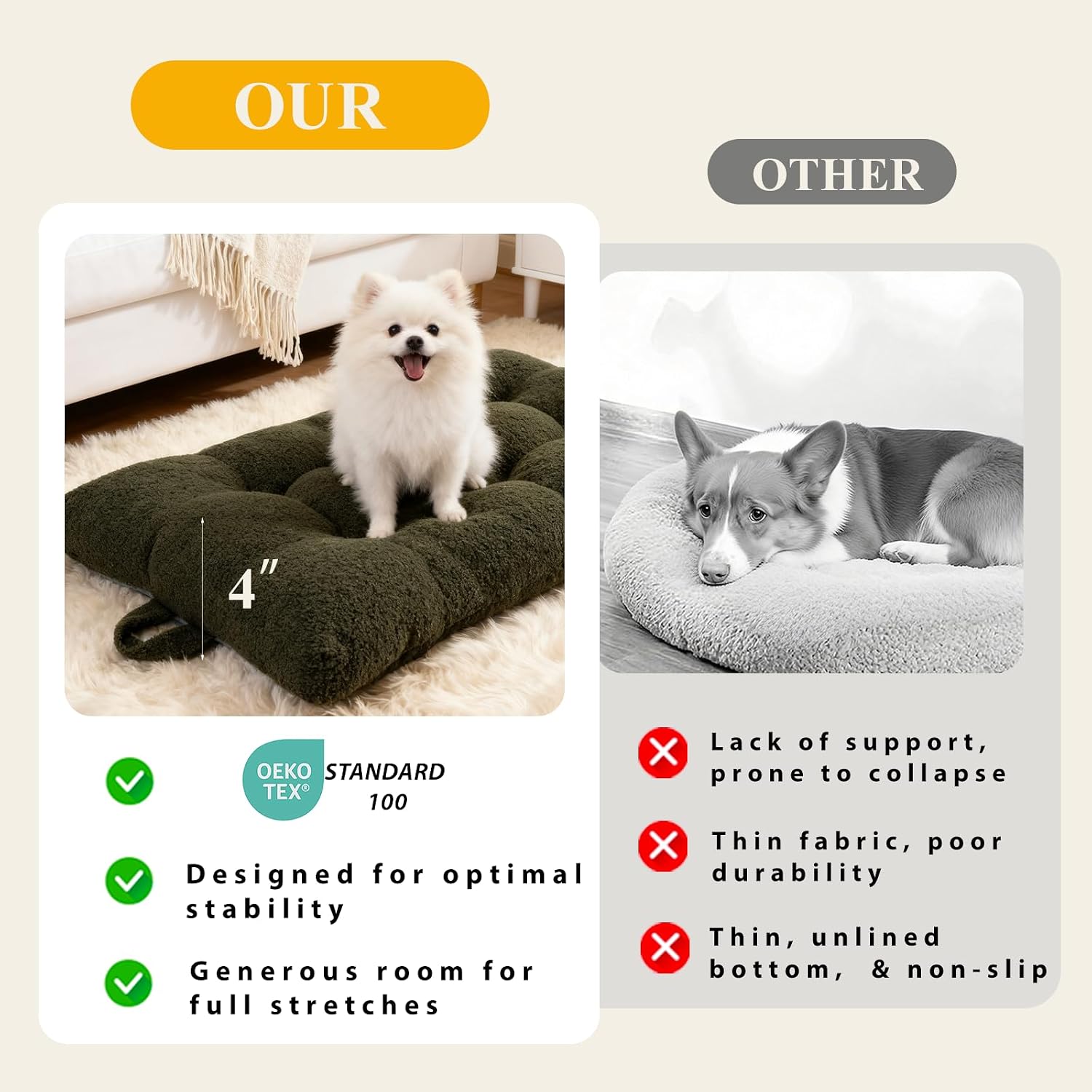 Washable Dog Couch Bed, Pet Sofa with Removable Cushion & Non-Slip Bottom, Orthopedic Plush Furniture for Medium/Large Dogs,Cat & Dog Loveseat.(Green)
