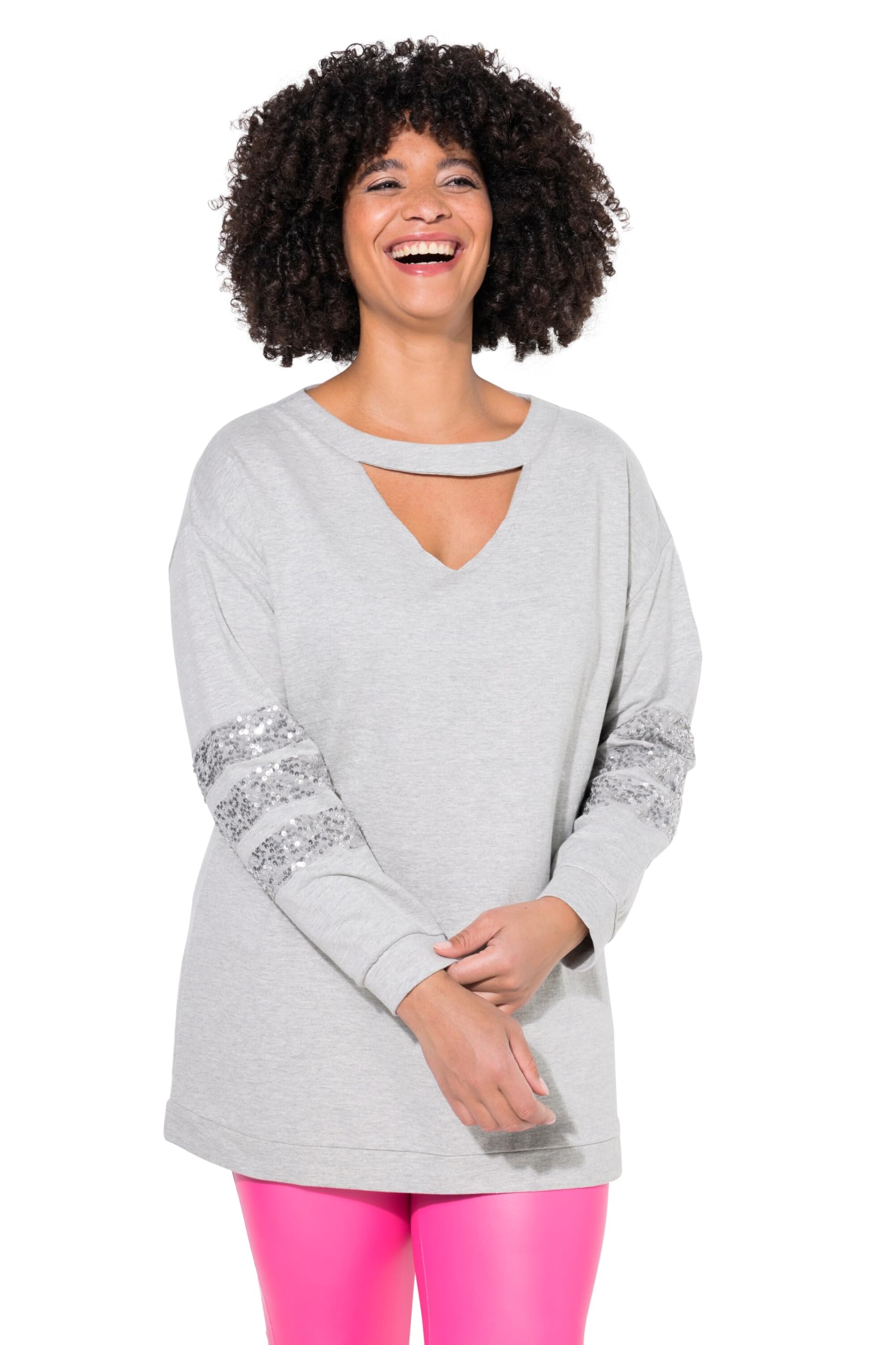 Angel of Style Damen große Größen Übergrößen Plus Size Sweatshirt, Loose Fit, Cutout, Pailletten 839222
