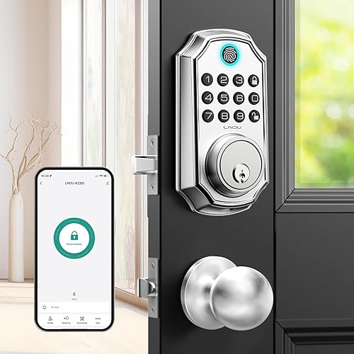 Cerradura de puerta de entrada sin llave con asa, control de aplicación, juego de cerradura de puerta delantera sin llave, cerradura de puerta LNDU