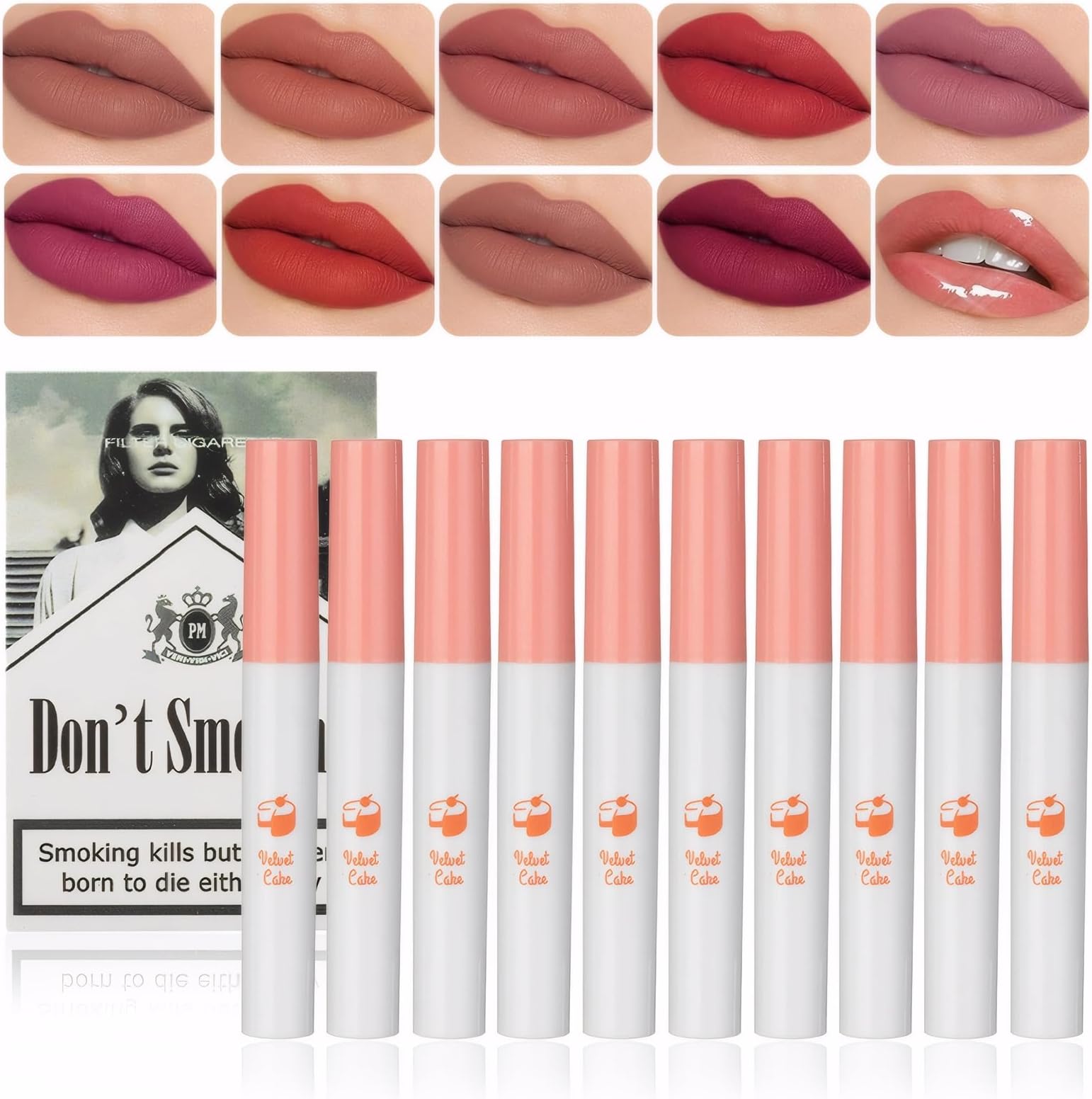 Lana Del Rey Lipstick, Matte Lipstick Sets for Women Long Lasting Plumping Lip Gloss 10 PCS High Pigmented Velvety Waterproof Natural LipStick Makeup Gifts Set