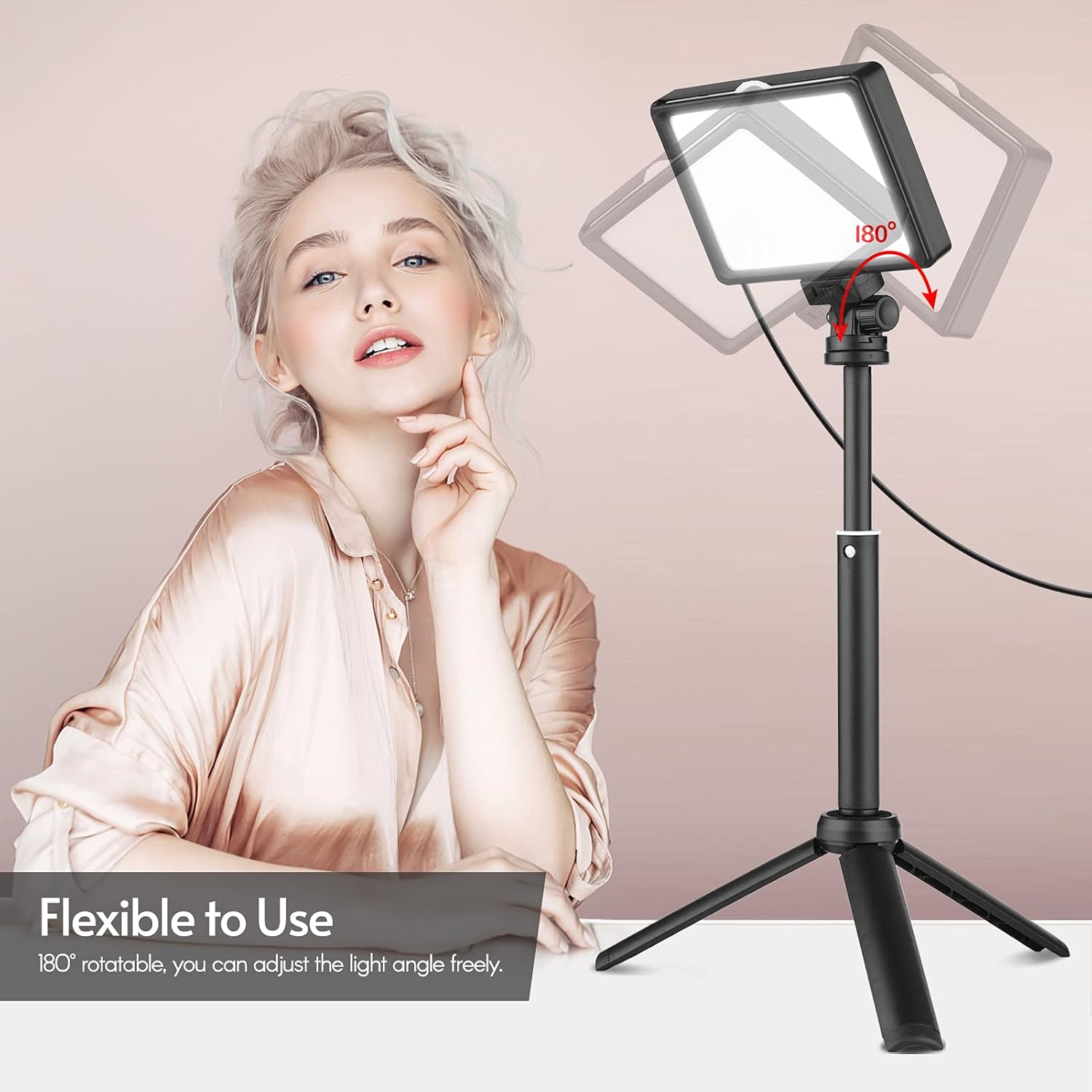 Andoer USB Video Conference Light Kit with LED Video Lights 5600K Dimmable Desktop Tripods 180 Degrees Rotatable Mounting Adapter Color Filters for Live Streaming Video Recording Online Meeting