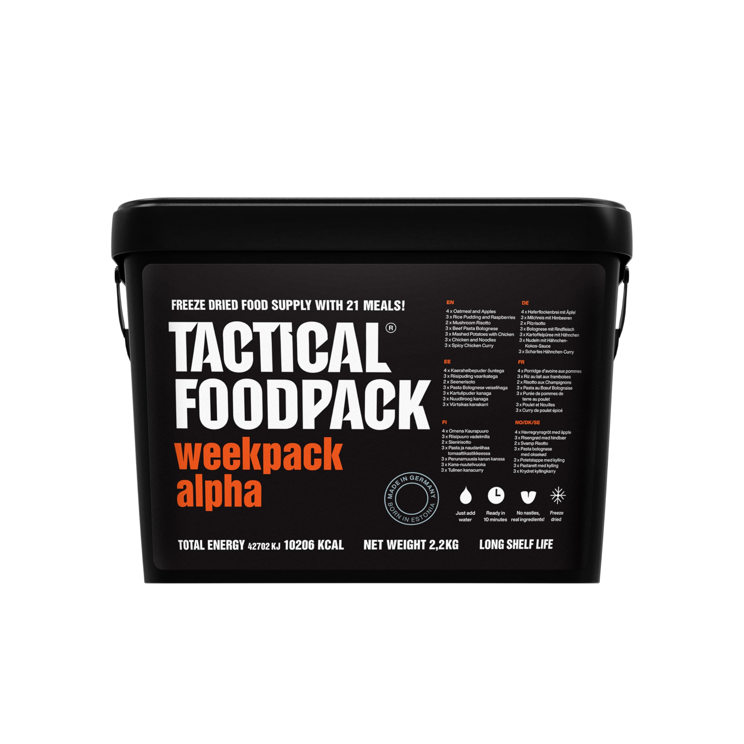 Tactical Foodpack Weekpack Alpha (21 Mahlzeiten) - Gefriergetrocknete Mahlzeiten I zum Verzehr bereit I MRE I Survival I Outdoor Nahrung I Trekking Nahrung I Expedition I Office