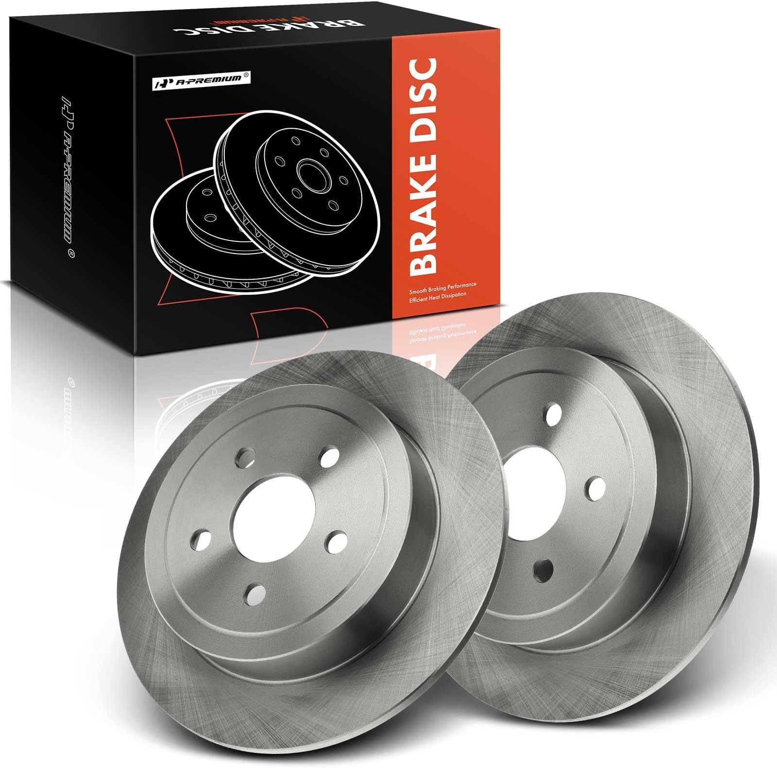 A-Premium 10.63 Inch (270mm) Rear Solid Disc Brake Rotors, 2-Pack