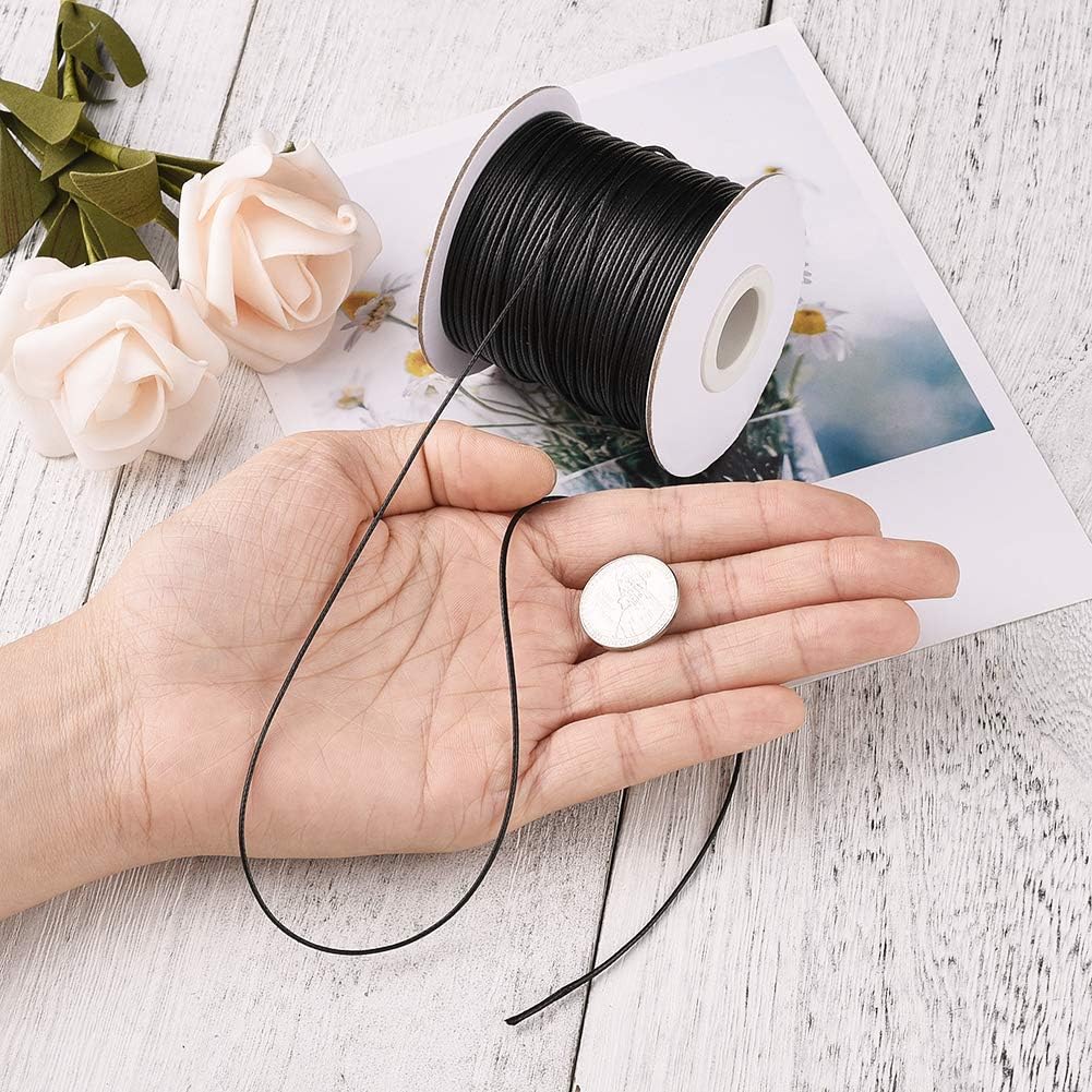 Cheriswelry 85 Yards 1mm Black Korean Waxed Polyester Cord Beading String Threads Knotting Braiding Round Cord Ropes Crafting Cord Wire for DIY Bracelet Macrame Necklace Jewelry Making - Image 4