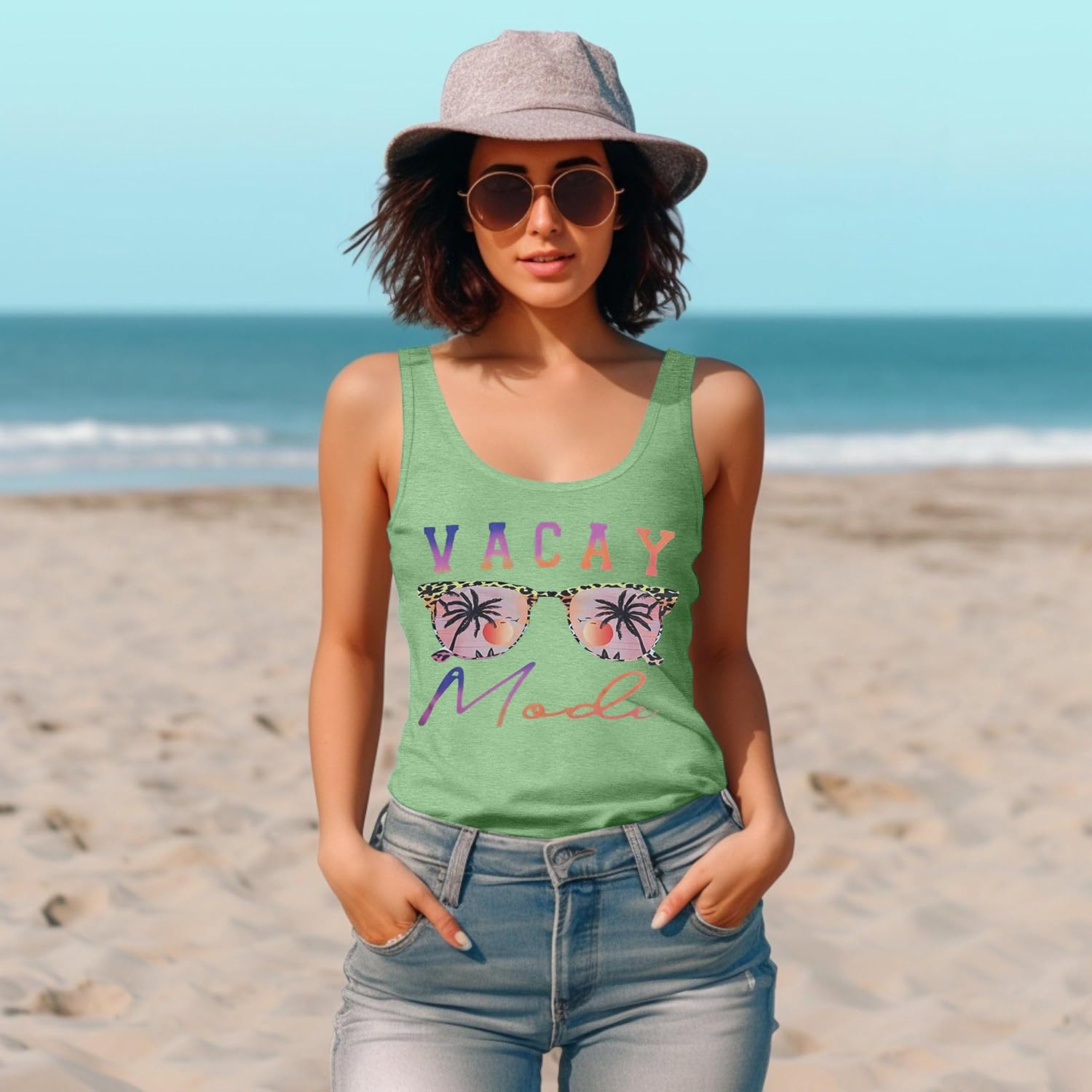 Vacay Mode Tank Top Women Summer Beach Tanks Hawaii Vacation Shirt Loose Sleeveless Casual Tee Top - Image 3