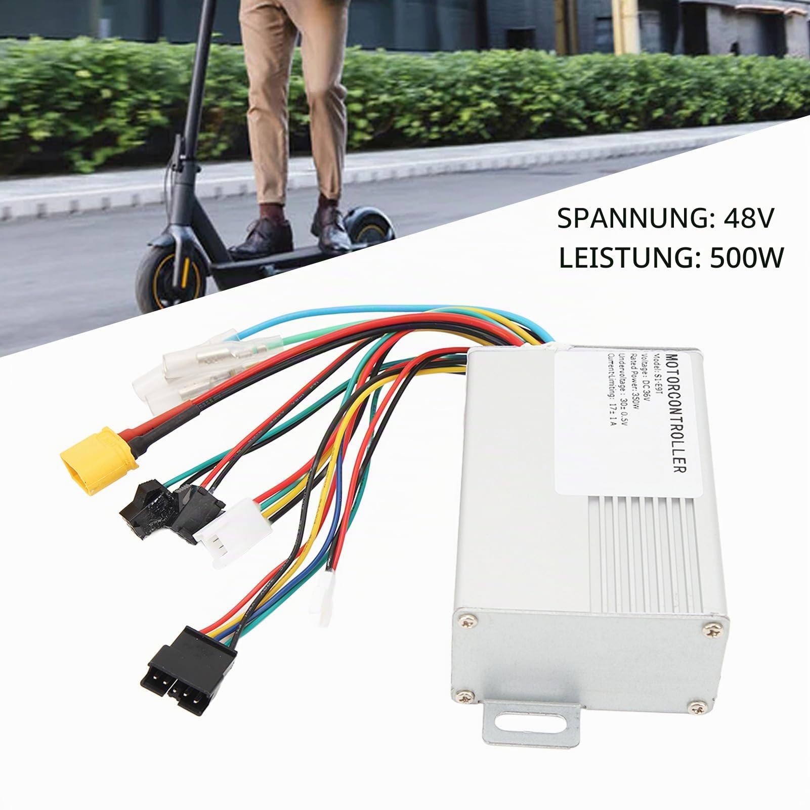 Fockety 350W 36V Elektroroller Controller, E9T Controller, schnell kühlender Aluminiumlegierungsgehäuse-Motor-Controller für Elektrofahrrad-Roller, reaktionsschnelle Steuerung