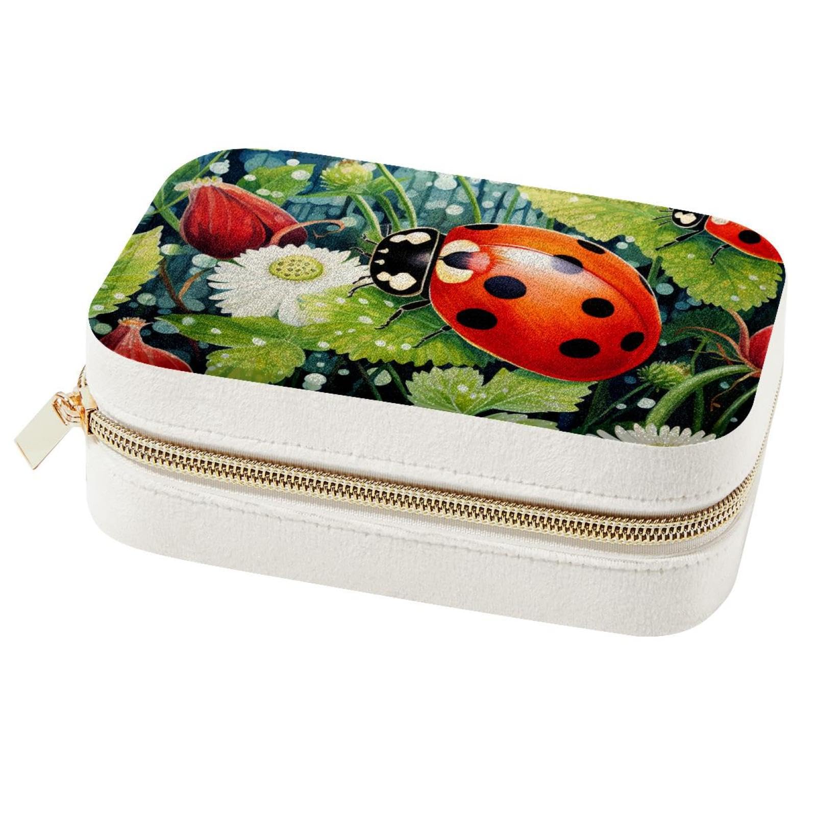 Boîte à bijoux de voyage portable Lady Beetle G pour bagues et colliers
