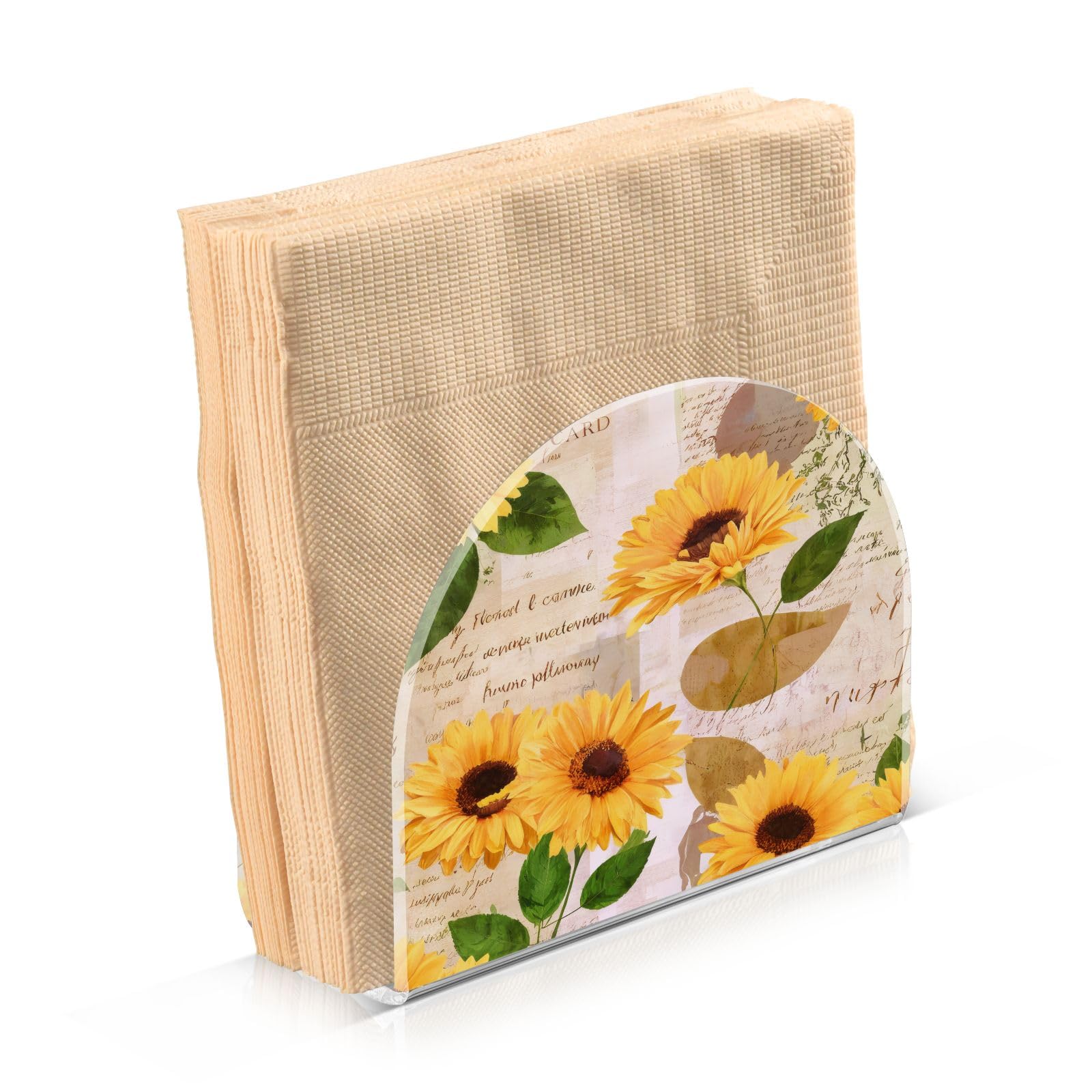 Kigai Sunflower Napkin Holder for Table,Freestanding Tissue Dispenser Paper Napkin Holders for Kitchen Dining Room Table Decor