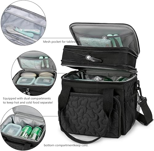 Miniatura 5 de MOV COMPRA Lonchera para mujeres y hombres, lonchera de doble cubierta, bolsas de almuerzo grandes expandibles, lonchera a prueba de fugas, bolsa