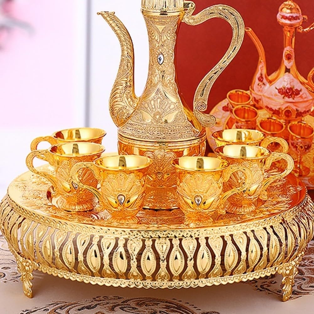 Ensemble Vin Européen Alliage Zinc 6 Verres pour plateau pour fête(Gold)