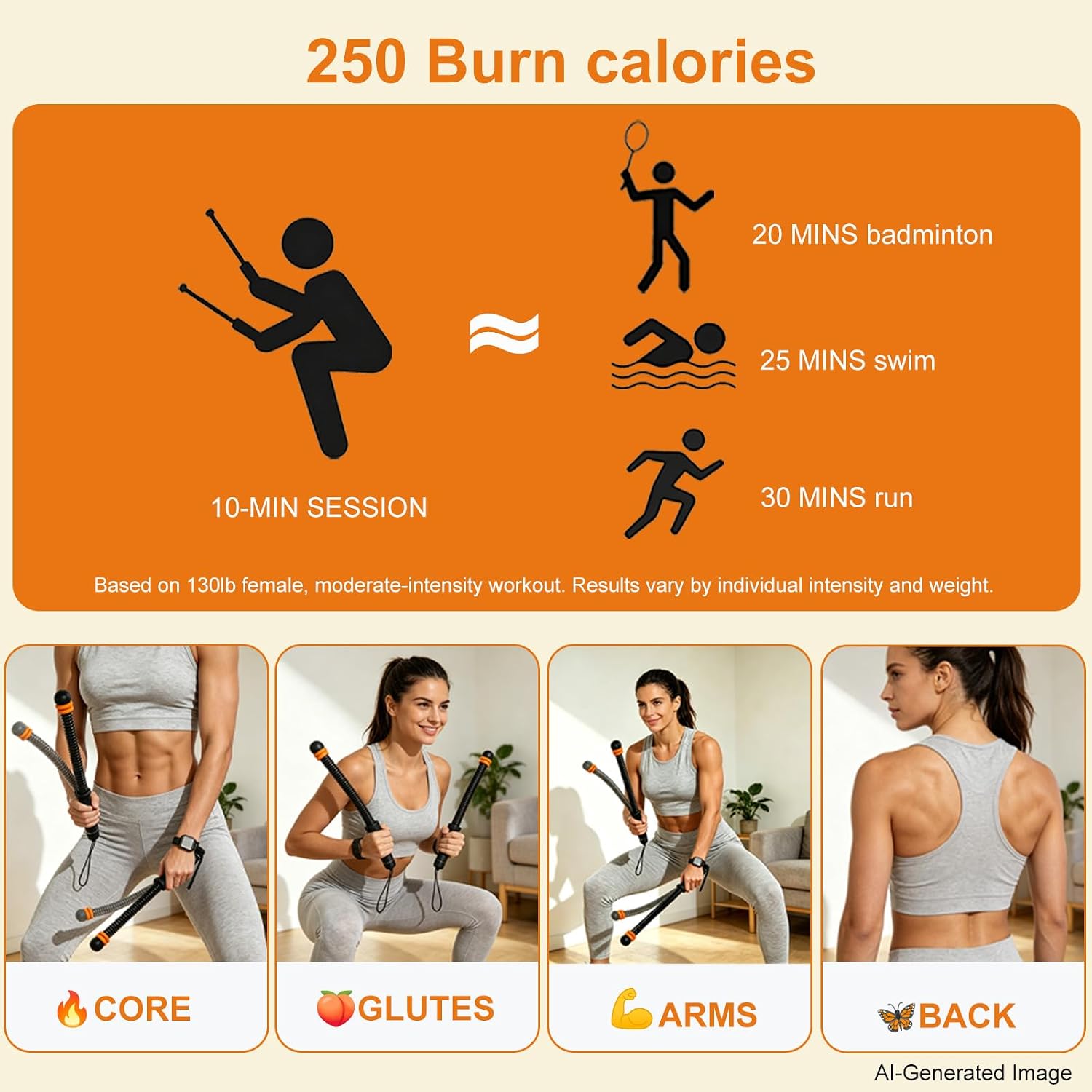 Weighted Ropeless Battle Ropes for Home Gym Small Space Workout with Bag | Quiet Indoor Cardio | Small Space Friendly | Adjustable Resistance | 3 lb Pair |Ergonomic Grip | Secure Strap | Storage Bag