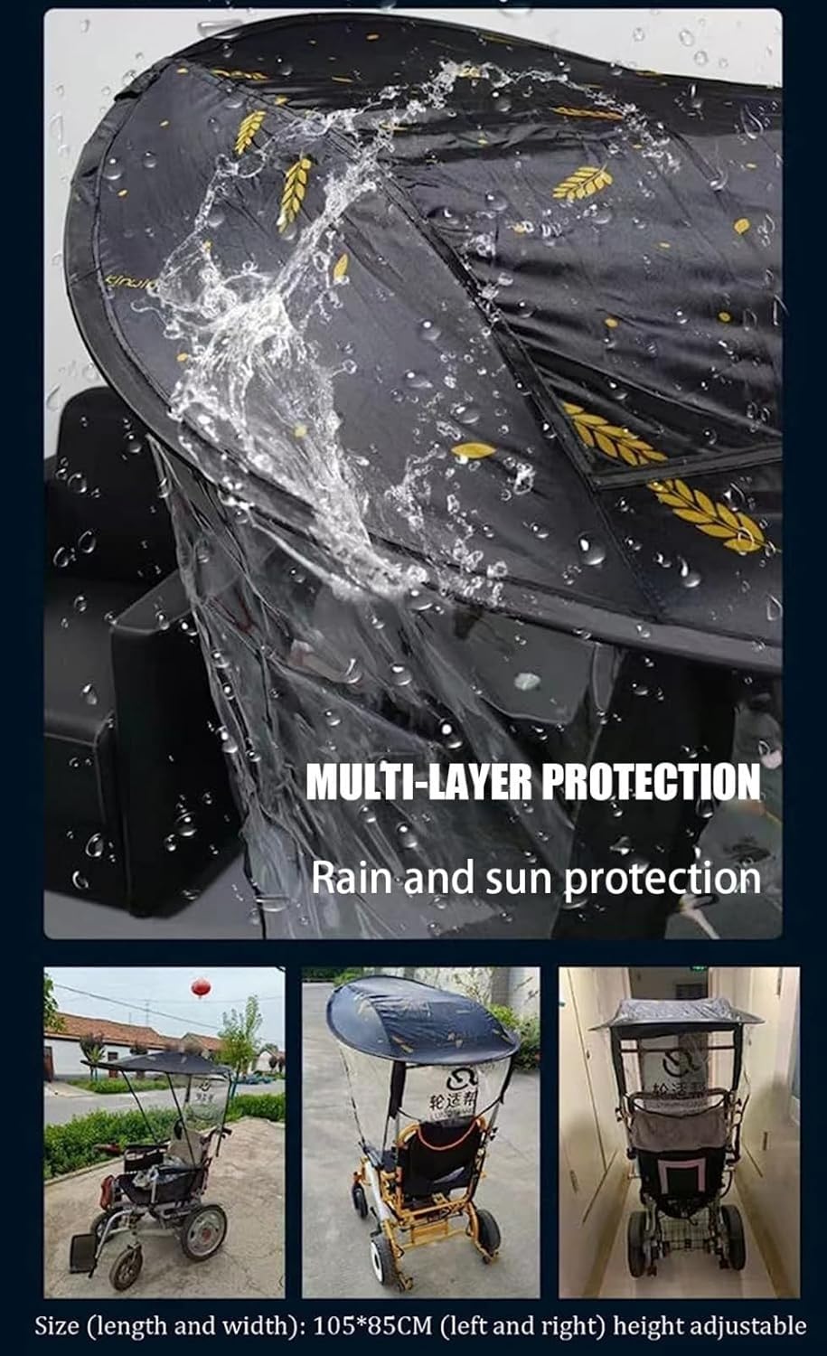 Paraguas Eléctrico Para Silla De Ruedas Toldo Cubierta Para La Lluvia Parasol Ajustable Para Exteriores Soporte Para Paraguas Para La Mayoría De Las Sillas De Ruedas