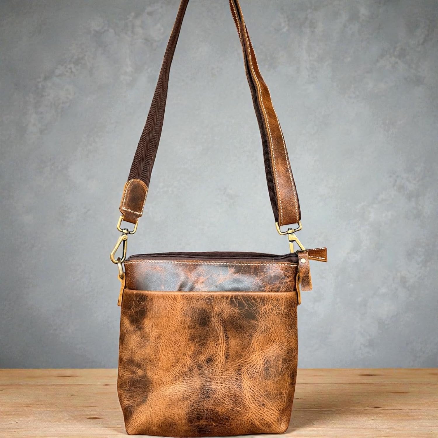 DEBKIN ANYTIME Premium Top Grain Buffalo Leather Crossbody Bag for Women – Sling Purse for Everyday Use, Travel Shoulder Handbag with Adjustable Strap - Easter Gifts for Women