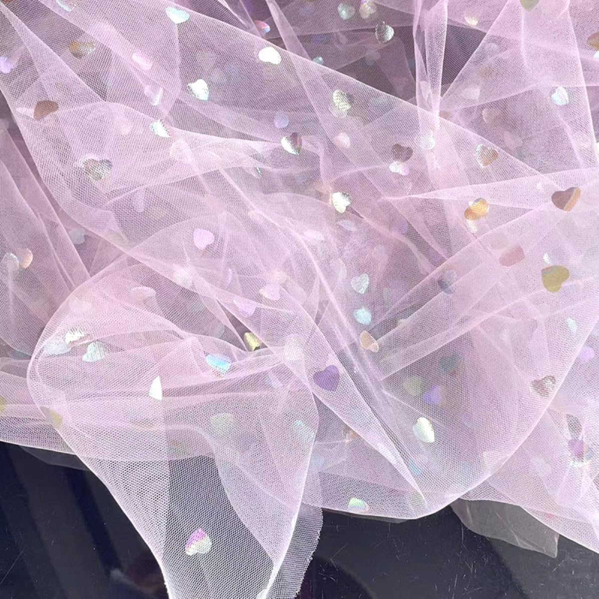 Tessuto Organza Tulle Con Glitter 120x160 Cm, Decorativo Con Stelle, Per Matrimoni, Feste, Fai Da Te E Confezioni Regalo
