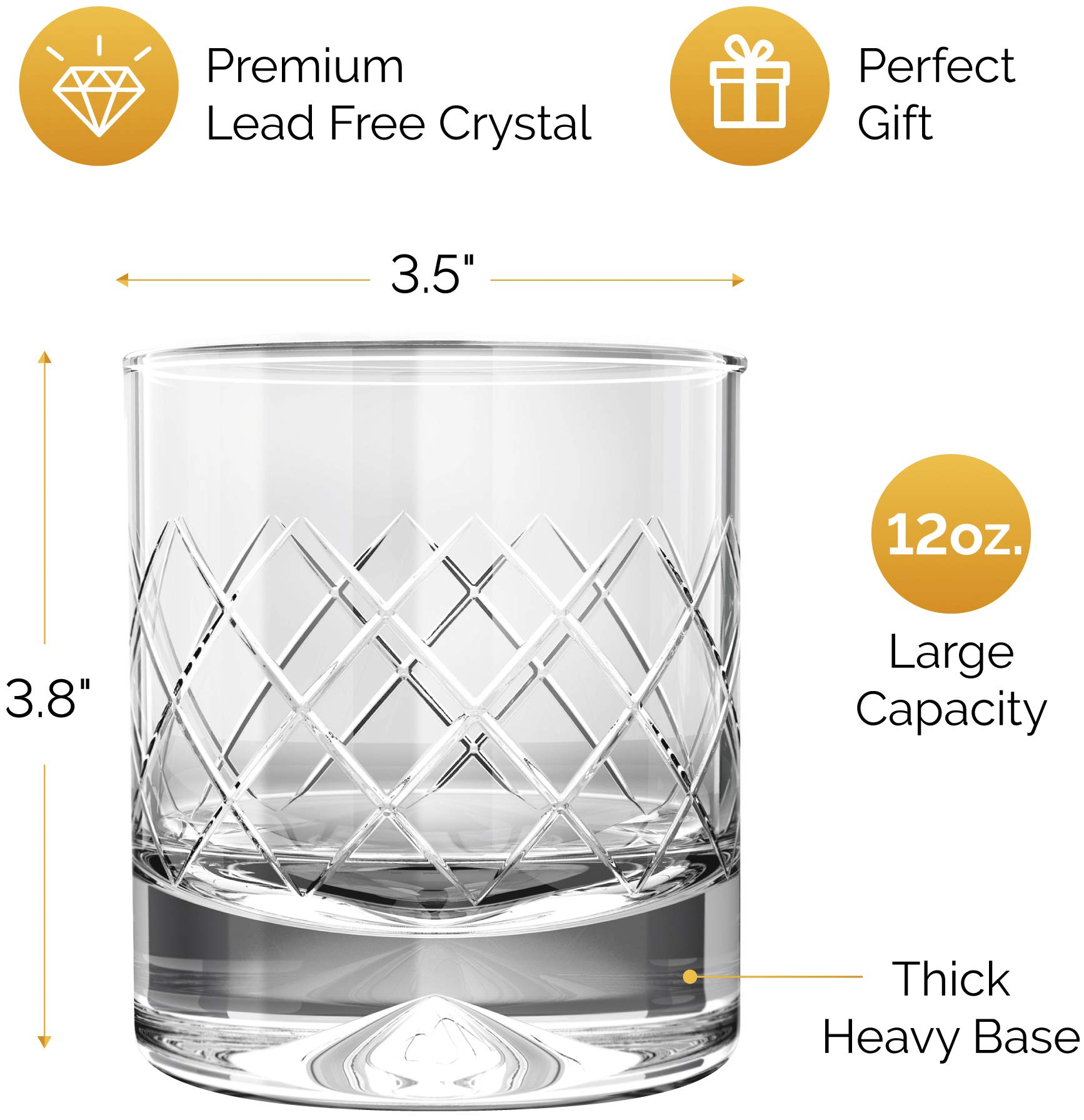 Buy MOFADO Crystal Whiskey Glasses DiamondEtch 12oz (Set of 2