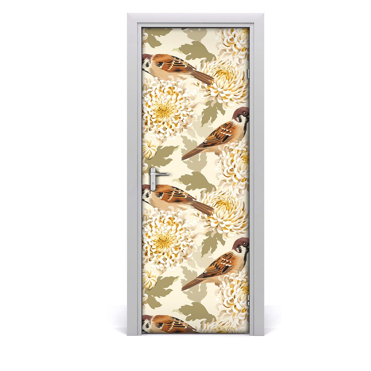 Fondo de pantalla para puerta de 85x200 cm con diseño de pájaros de oro Coloray