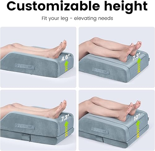 Miniatura 4 de OasisSpace Almohadas de elevación de doble pierna para después de cirugía o descanso, almohada de espuma viscoelástica de una sola pierna con funda