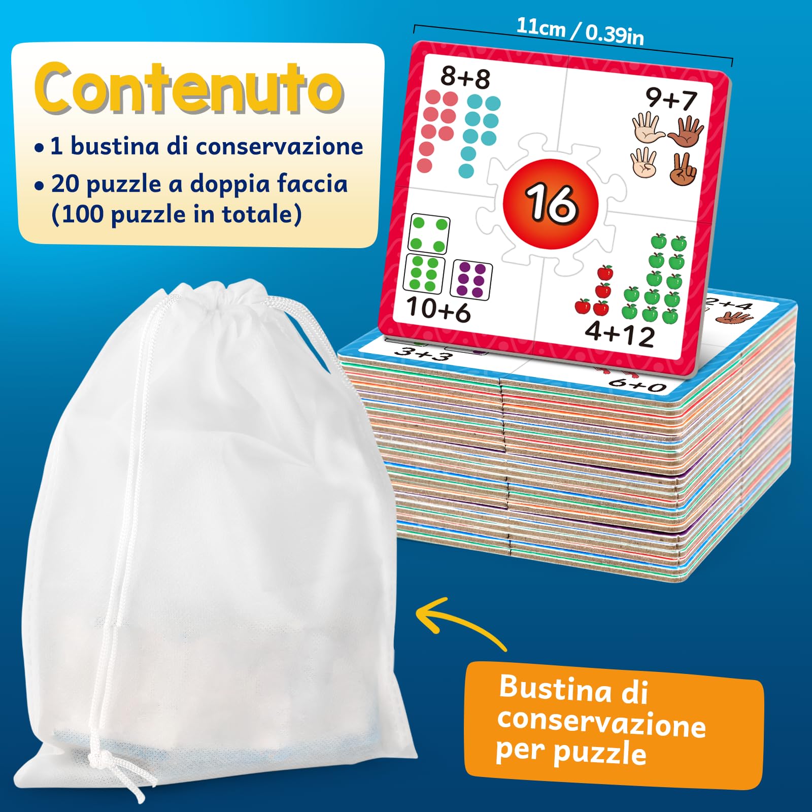 Giochi educativi di matematica per bambini dai 5 ai 7 anni, giocattoli di matematica, apprendimento conteggio, giochi di addizione e sottrazione, attività educative per l'asilo e la scuola, per