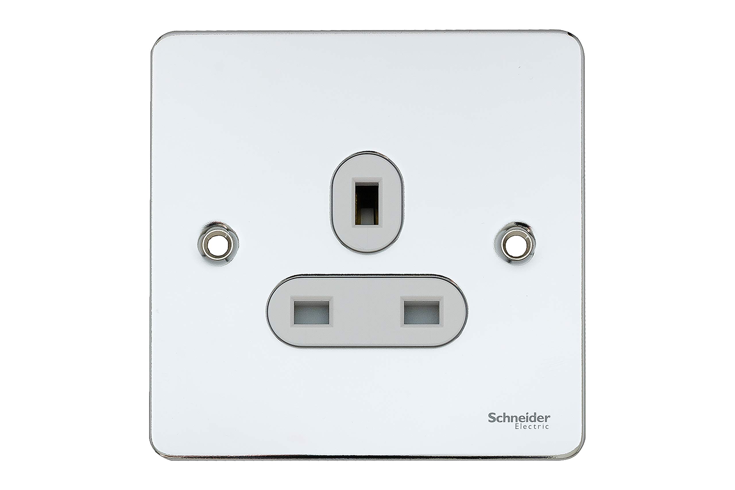 Schneider Ultimate Flat Plate - GU3250WPC - 13a Single Unswitched Socket New
