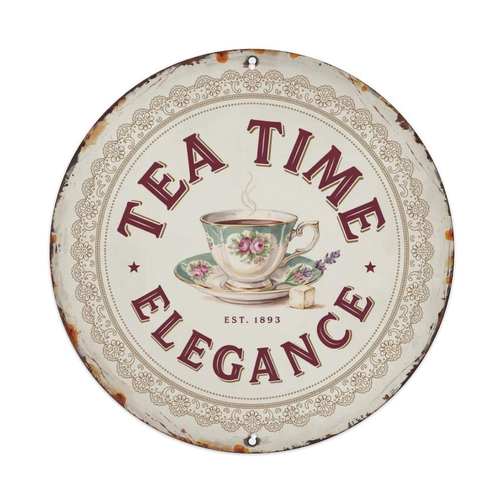Tea Time Victorian Metal Tin Sign Plaque