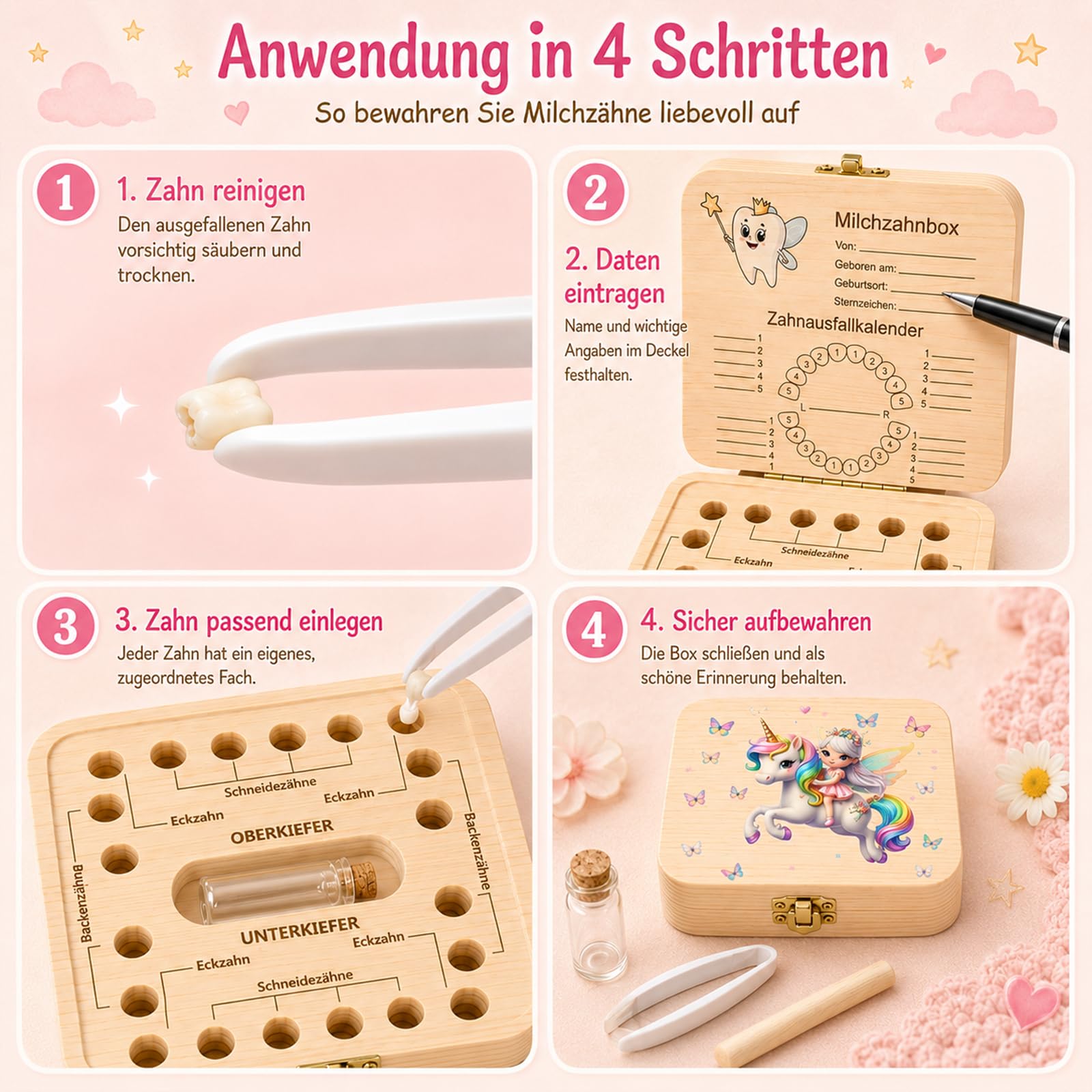 Caja de dientes de madera para dientes de leche, regalo para niñas, caja de dientes, caja de dientes de leche, caja de almacenamiento para dientes de leche, caja de recuerdos para niños