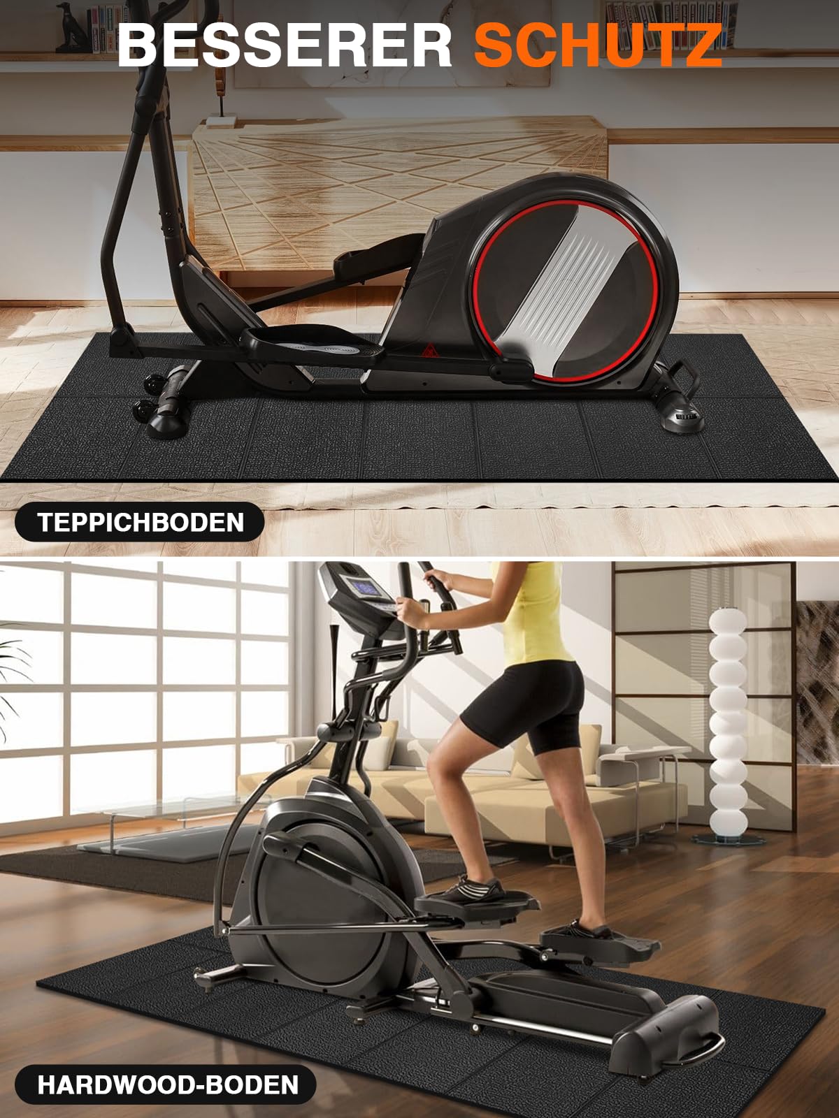 Tappetino per Tapis Roulant, 160 x 76 cm, Tappetino Palestra Spessore 6 mm, Pieghevole, per Tappeti, Pavimenti in Legno, Compatibile con Tappetino da Passeggio, Cyclette, Ellittica