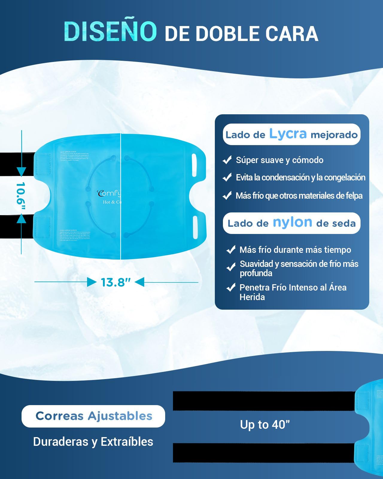 Comfytemp Bolsa de Hielo para Aliviar el Dolor de Rodilla, Terapia de Frío Caliente Reutilizable Gel Frio para Lesiones en La Rodilla, Hinchazón, Esguinces, Cirugía de Reemplazo, Hielo para Lesiones