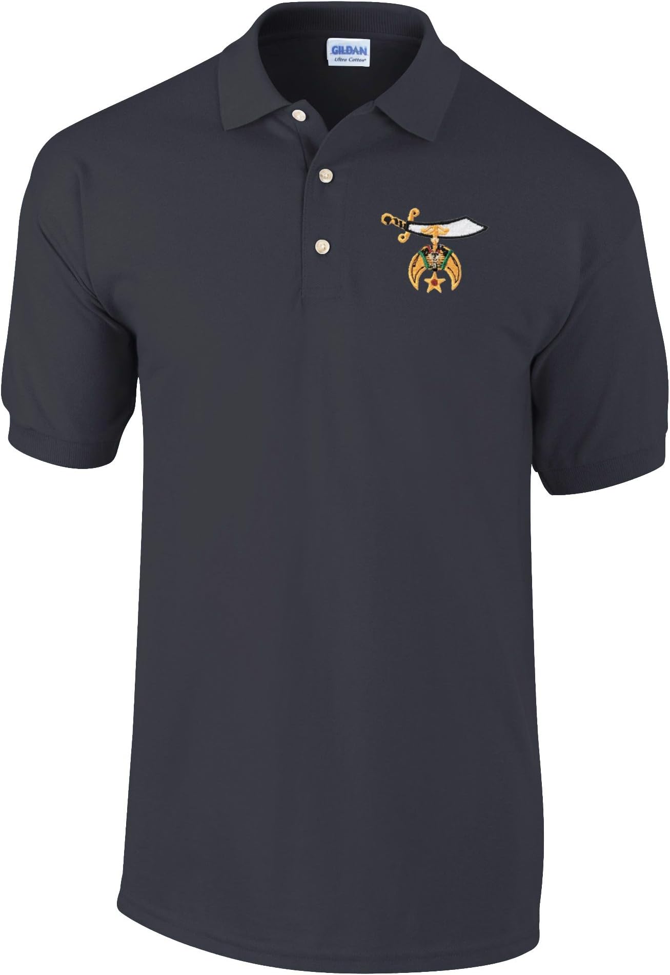 Logoz USA - Shriners Polo Golf Shirt Masonic Apparel Personalized Clothing- Mens Dress Shirt Black