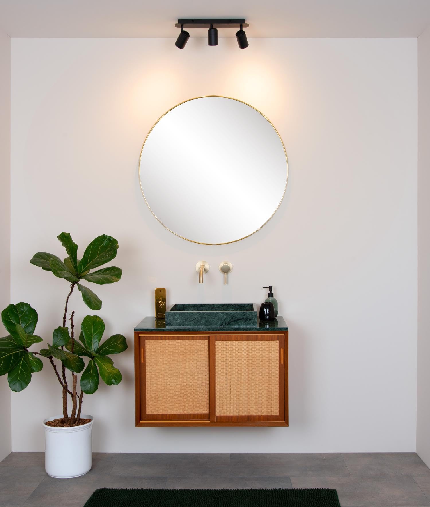 LUCIDE LENNERT - Foco de techo Baño - LED Regul. - GU10-3x5W 3000K - IP44 - Negro