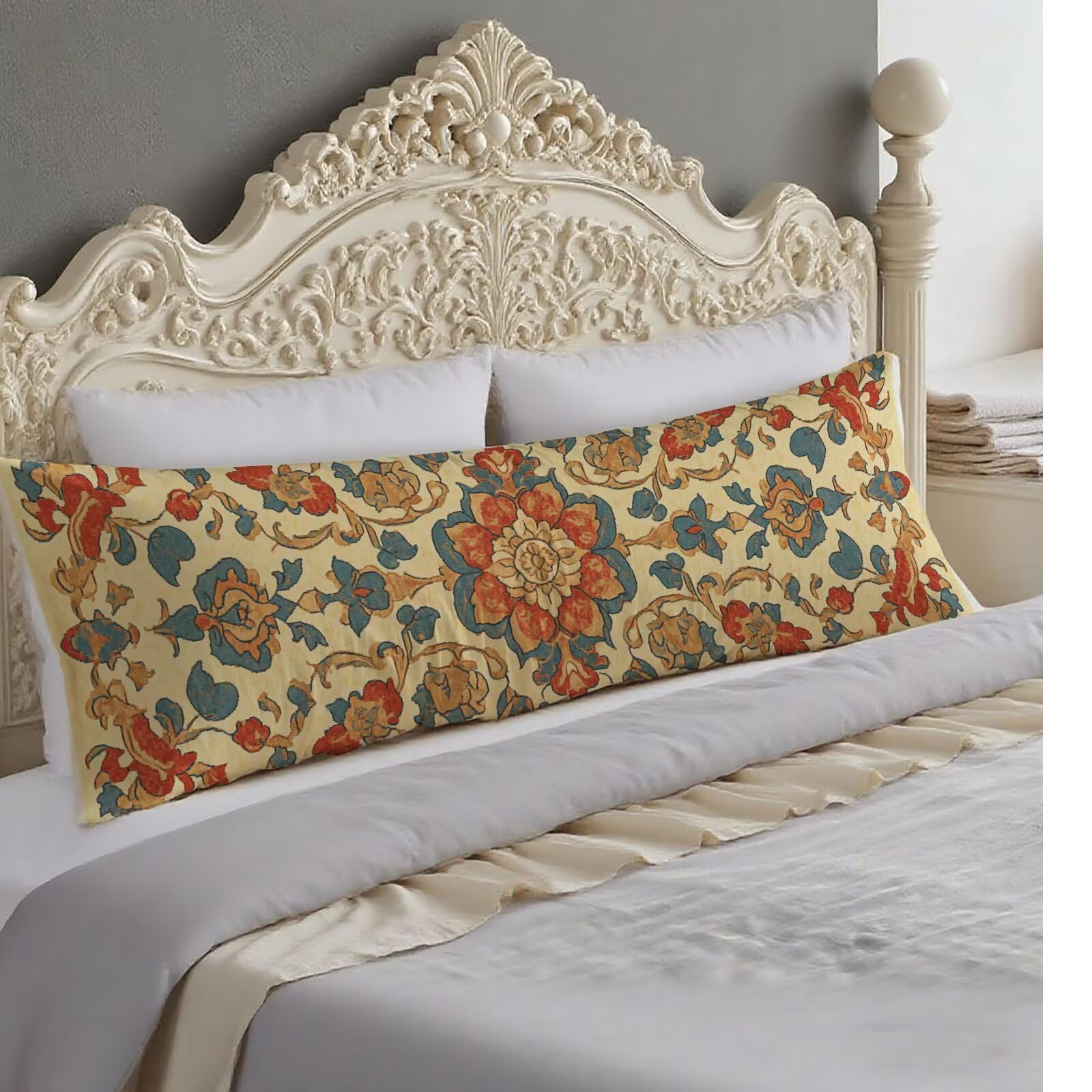 Retro Bolster Pillow Cases12x39in/30x90cm Body Pillow Moroccan Style Cushion Covers with Lnvisible Zipper Rectangle Throw Pillows for Sleeping for Autumn Farmhouse Home Decor Long pillowcase O-1238