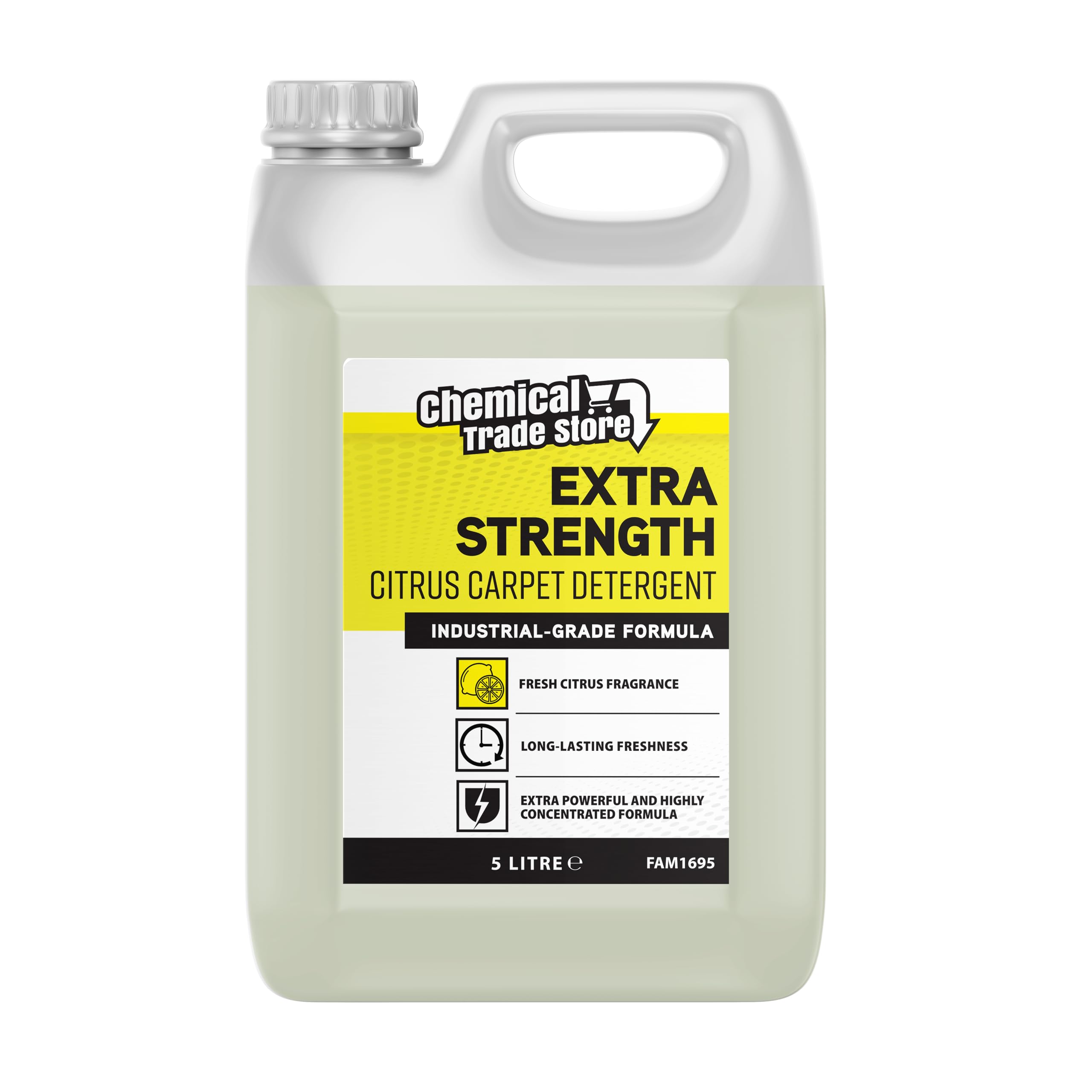 Chemical Trade Store - Carpet Detergent Shampoo 5L - Deep Cleaning Solution for Carpets, Rugs, Upholstery & Fabric - Removes Stains & Odours (Fresh Citrus)