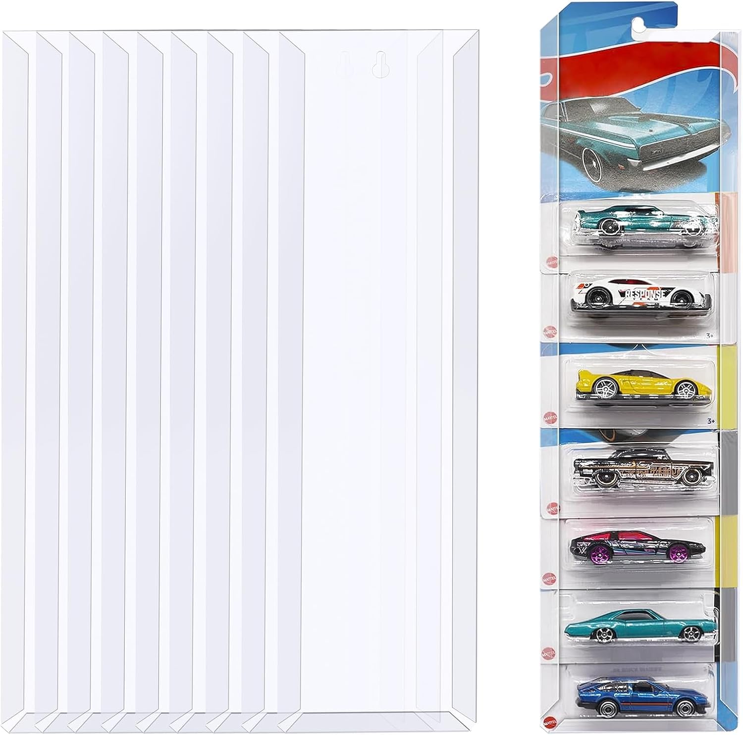 Vitrina De Madera Para Coches De Juguete Con 40 Compartimentos, Montaje En Pared, Cubierta Antipolvo, Tamaño 53.5x8x44.7 Cm, Ahorra Espacio En Habitaciones
