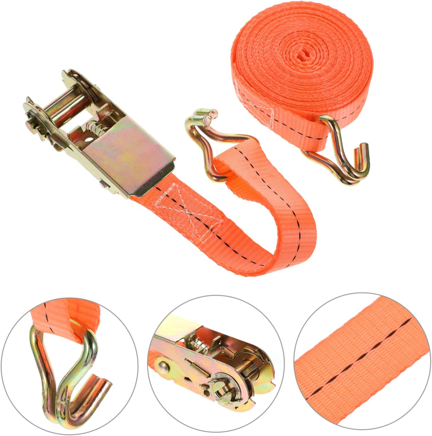 Veemoon 4pcs Ratchet Tie Down Straps Heavy Duty Cargo Tie Down Tensioner Belts Steel Hooks