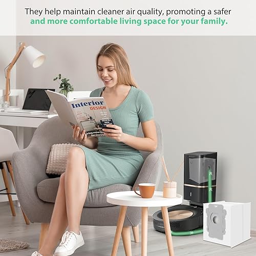 Miniatura 7 de Paquete de 20 bolsas de vacío de alta capacidad, compatibles con iRobot Roomba serie i y j, modelos s9+ y combinados, bolsas de repuesto prémium