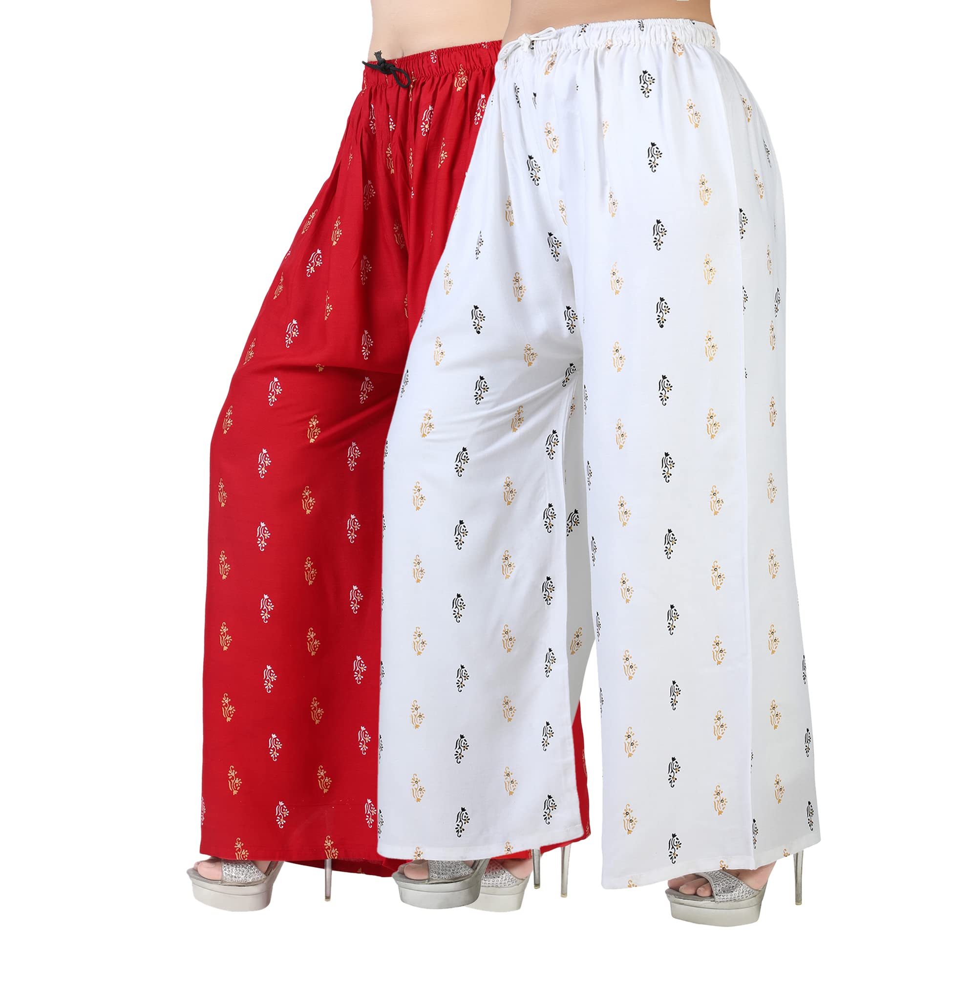 Women's Western Fit Rayon Palazzo (AC-GP-02_Red And White_2Xl)-image-35