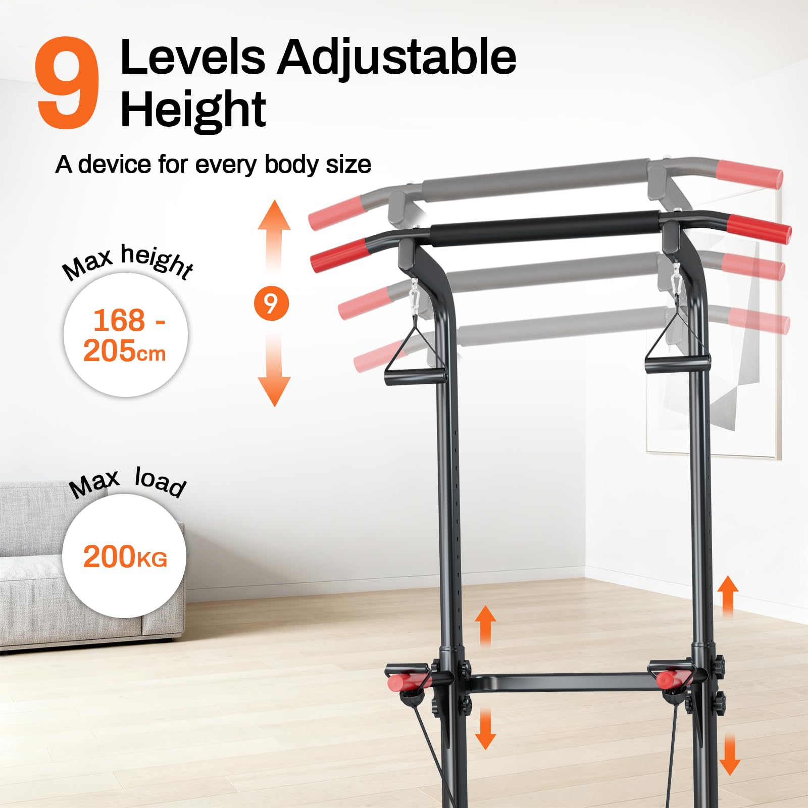 Power Tower Dip Station | Barra per trazioni | Supporto 200 kg | Stazione di allenamento e fitness | Rack di potenza per palestra domestica