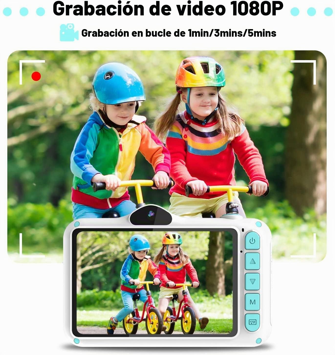 Cámara infantil, pantalla grande de 3,5 pulgadas, cámara digital para niños con tarjeta de 32 GB, 1080P HD 12 MP, anticaída, recargable por USB, cámara selfie para niños de 3 a 12 años, regalo de