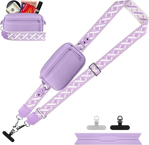 Miniatura 16 de Correa para teléfono con clip y correa cruzada para cartera, cordón ajustable para teléfono con cartera, Negro, Mediana Negro,negro, rojo (Black