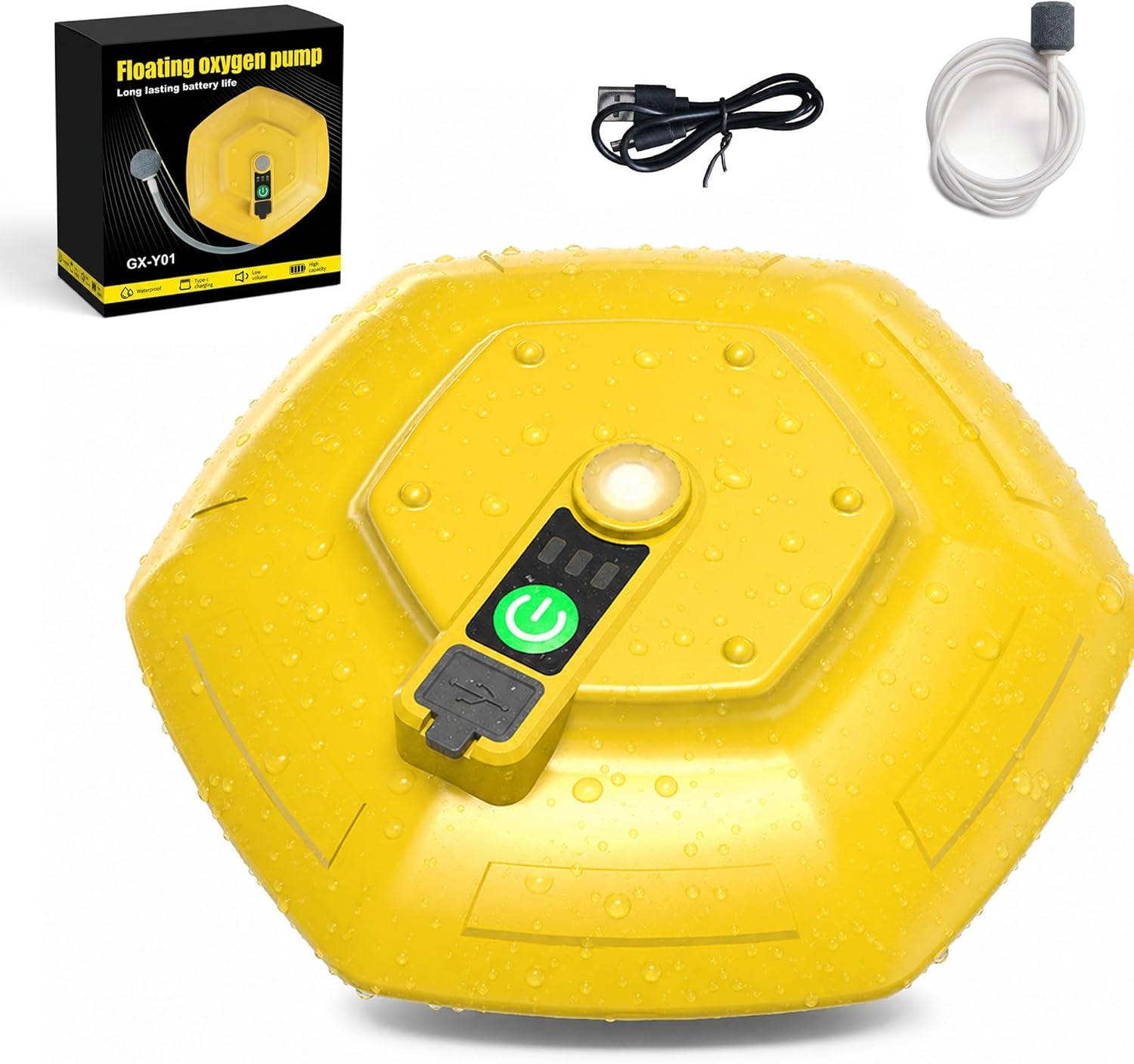 Ipx7 Floating & Rechargeable Bait Bucket Aerator, Portable Quiet Fish Tank Oxygenator for Outdoor Fishing, Live Bait Bucket, Fish Tank, Pond and Aquarium