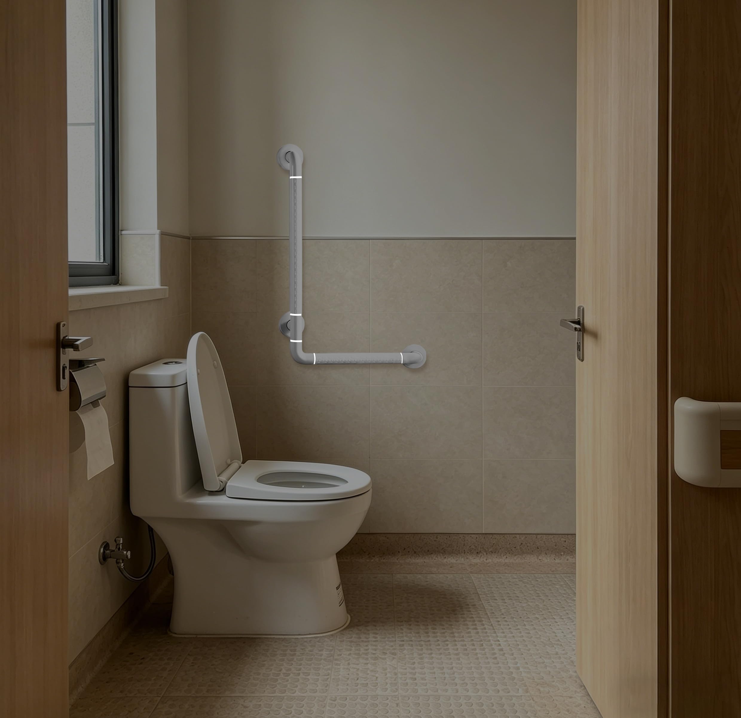 Mango de seguridad en forma de L para baño, acero inoxidable, antideslizante, luminoso, pasamanos para inodoro, bañera, escalera, asidero para discapacitados y personas mayores