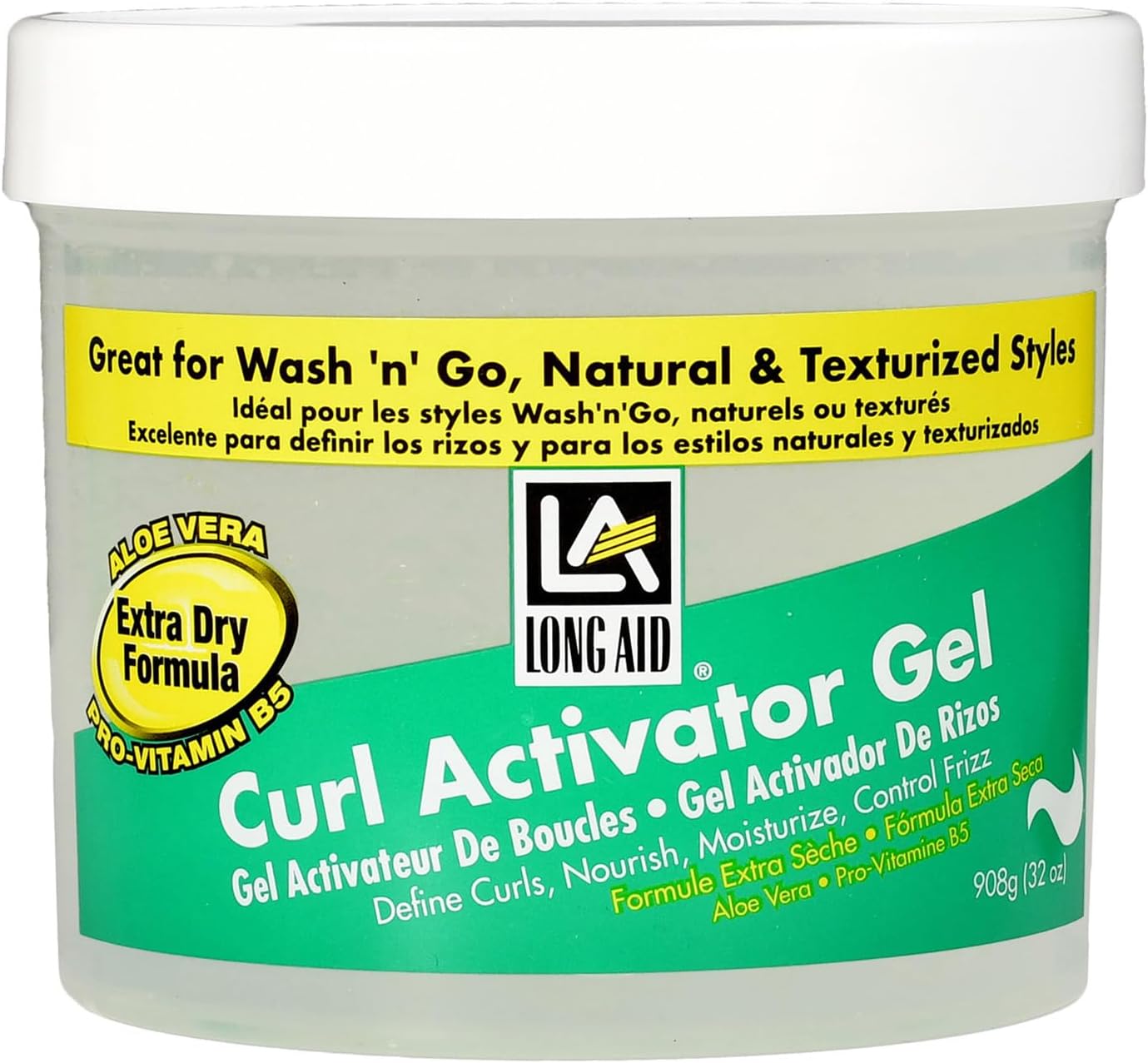 Long-Aid Activator Gel - Enriched with Aloe Vera, Protein, and Vitamin B Complex - Brings Essential Moisture to Strands - Defines Your Natural Curls - Extra Dry - 32 oz