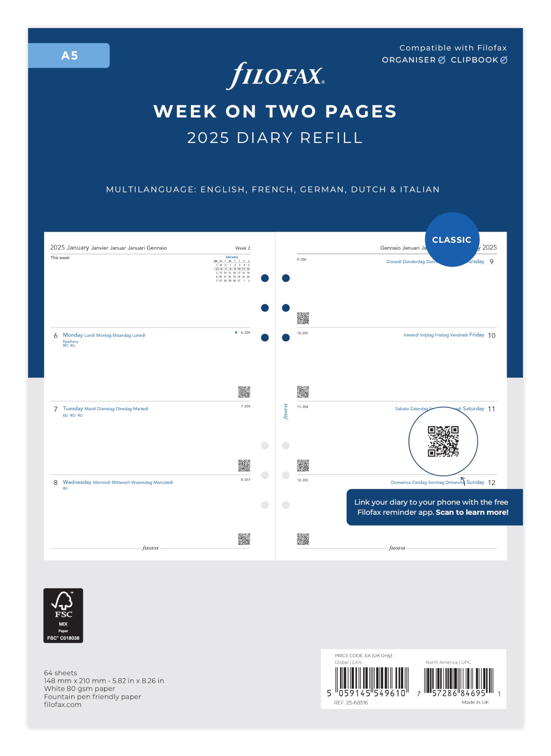 A5 Week on two pages 5 Language 2025