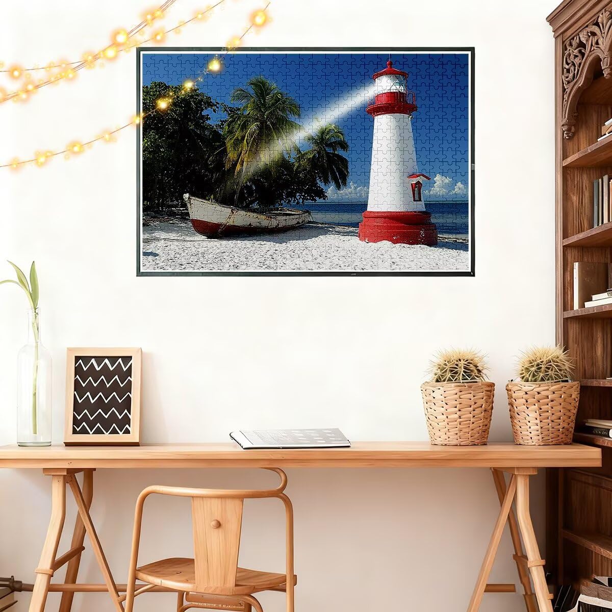 Puzzle 2000 sztuk puzzle plażowe latarnia morska dla dorosłych i całej rodziny rozmiar 99 x 70 cm wysokiej jakości opakowanie, klasyczne kreatywne rozrywki zabawne wyzwania do dekoracji świątecznych L