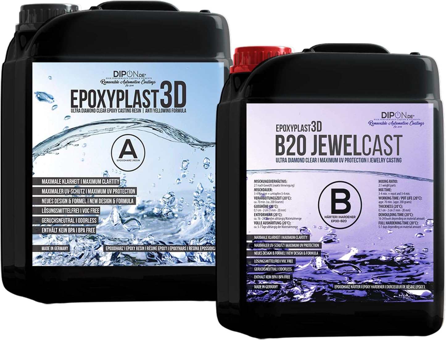 120,0 KG Epoxy Resin EpoxyPlast 3D B20 Jewel Cast I Ultra Diamond Clear I Excellent Anti-UV Protection I Jewelry Casting Resin I BPA Free I Premium Product I Wood I Glass